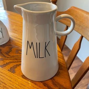Rae Dunn, “Milk” pitcher. 7 inch tall. Never used. Perfect condition!